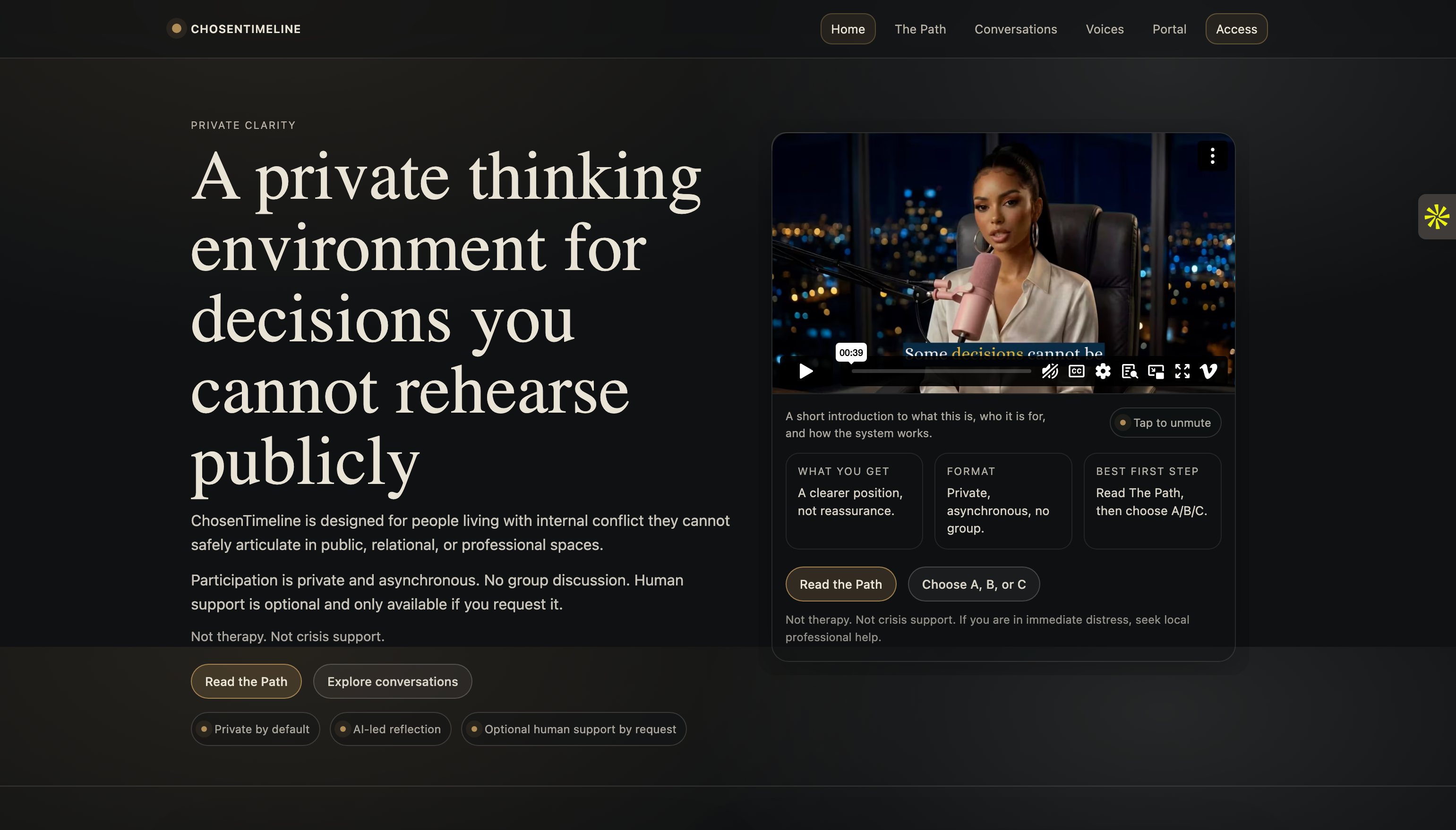 ChosenTimeline private digital platform designed by Arexa Studio